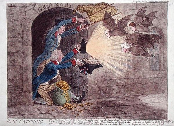 Chytání netopýrů od James Gillray