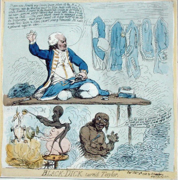 Black-Dick otočil Taylor od James Gillray