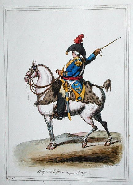 Brigade Major, publikoval Hannah Humphrey v roce 1797 (ručně kolorovaný lept) od James Gillray