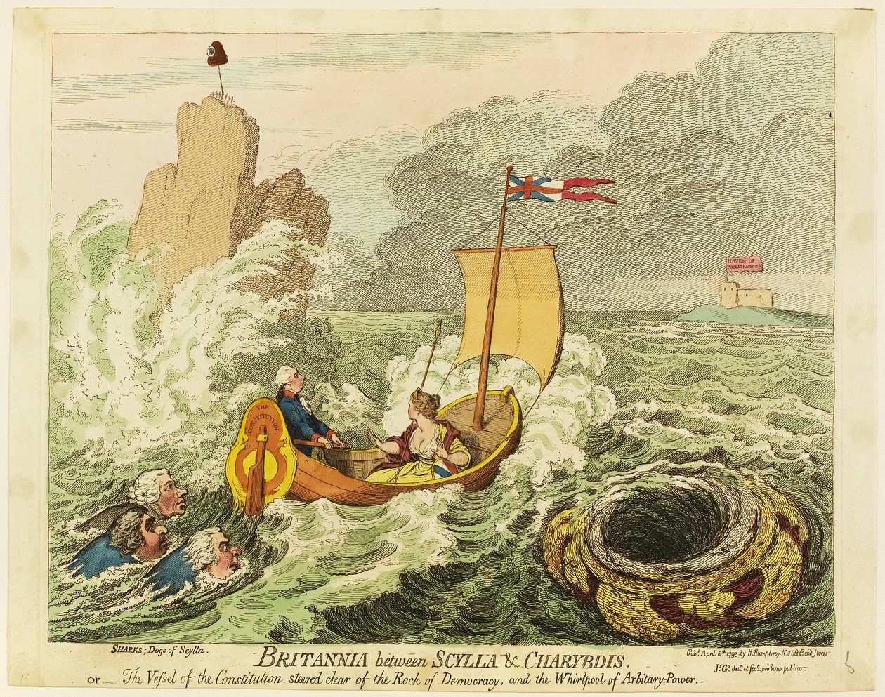 Británie mezi Skyllou a Charybdou od James Gillray
