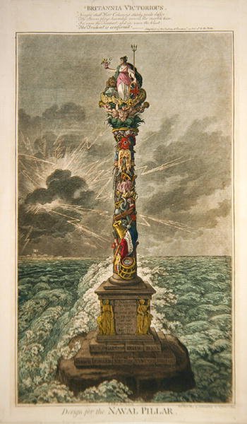 Britannia Victorious, Design for the Naval Pillar, publikovala Hannah Humphrey od James Gillray