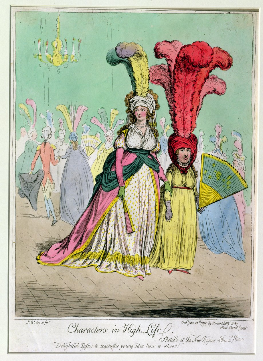 Postavy z vyšší společnosti, publikovala Hannah Humphrey v roce 1795 (ručně kolorovaný lept) od James Gillray