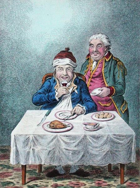 Charming-well Again, publikovala Hannah Humphrey v roce 1804 (ručně kolorovaný lept) od James Gillray