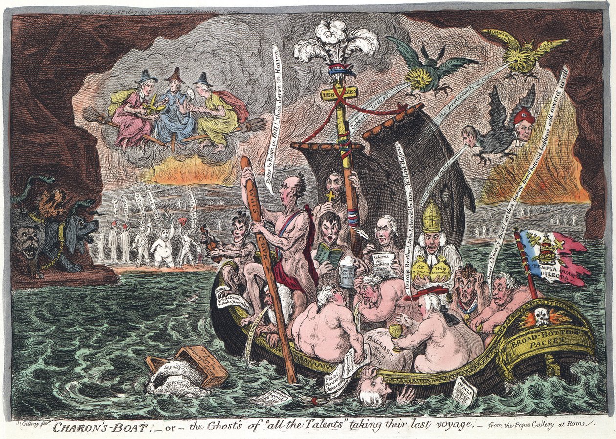 Charons Boat aneb The Ghosts of all the Talents podniká svou poslední plavbu, 1807 od James Gillray