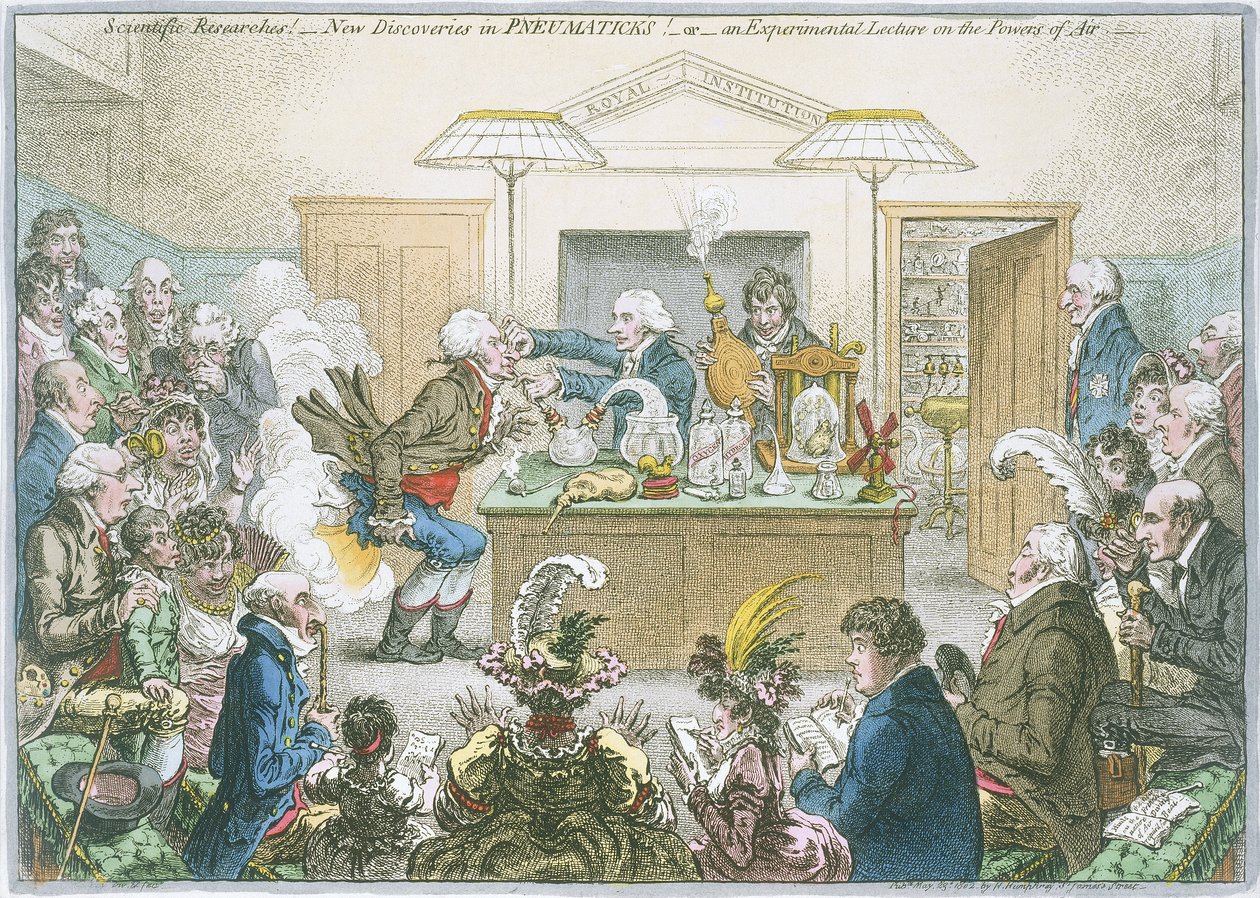Chemická přednáška, 1802 od James Gillray