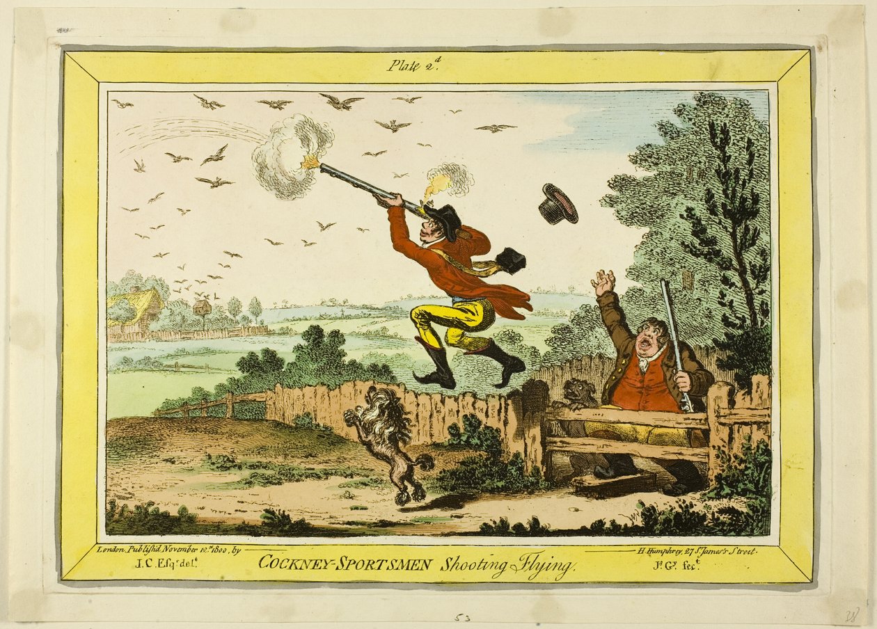Střelba sportovců Cockney Flying od James Gillray