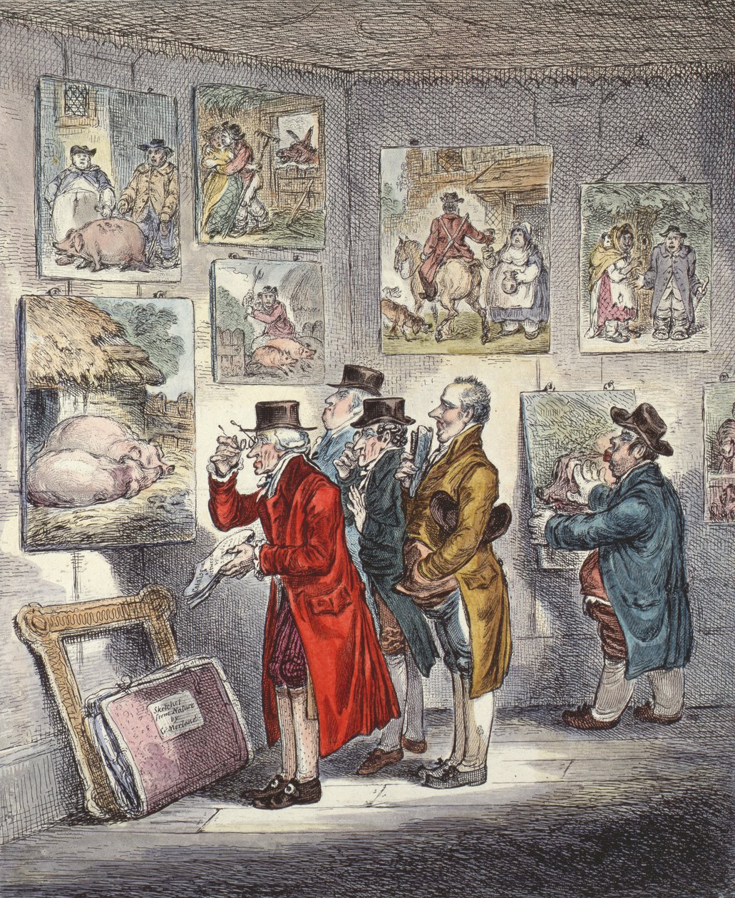 Znalci zkoumající sbírku obrazů George Morlandse od James Gillray
