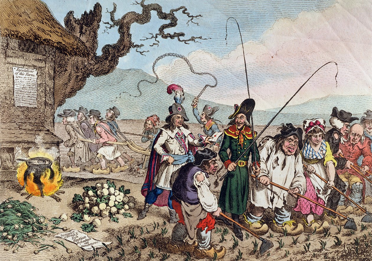 Důsledky úspěšné francouzské invaze aneb Učíme anglické republikány pracovat od James Gillray