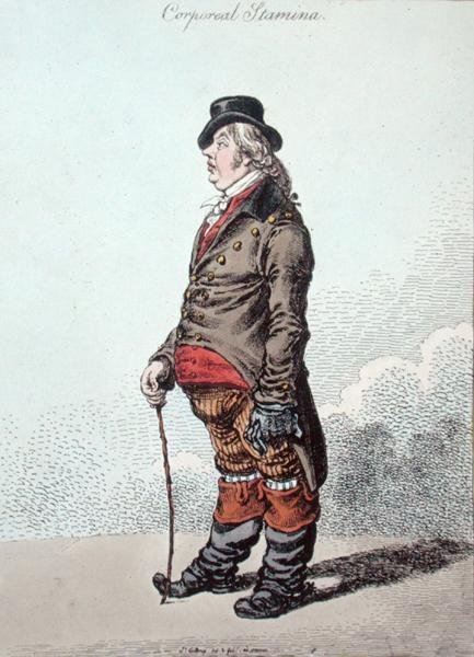 Corporeal Stamina, vydané Hannah Humphrey v roce 1801 (ručně kolorovaný lept) od James Gillray