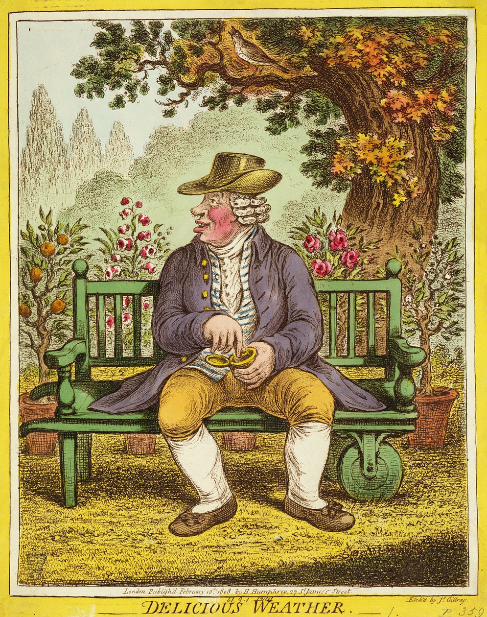 Delicious Weather, publikoval Hannah Humphrey, 1808 od James Gillray