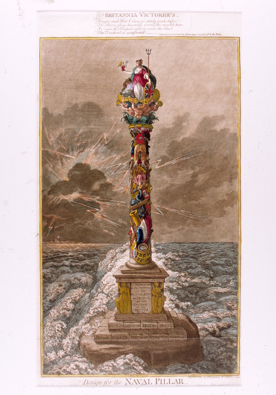 Design pro Naval Pillar, 1800 (barevný lept) od James Gillray