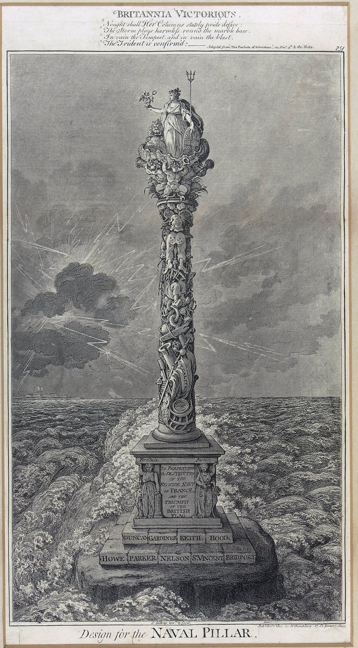 Návrh námořního sloupu "Britannia Victorious" Lept z roku 1800, autor James Gillray (1757-1815). od James Gillray