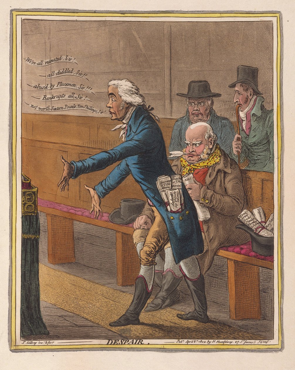 Zoufalství, hospoda. 1802 (ručně kolorovaná rytina) od James Gillray