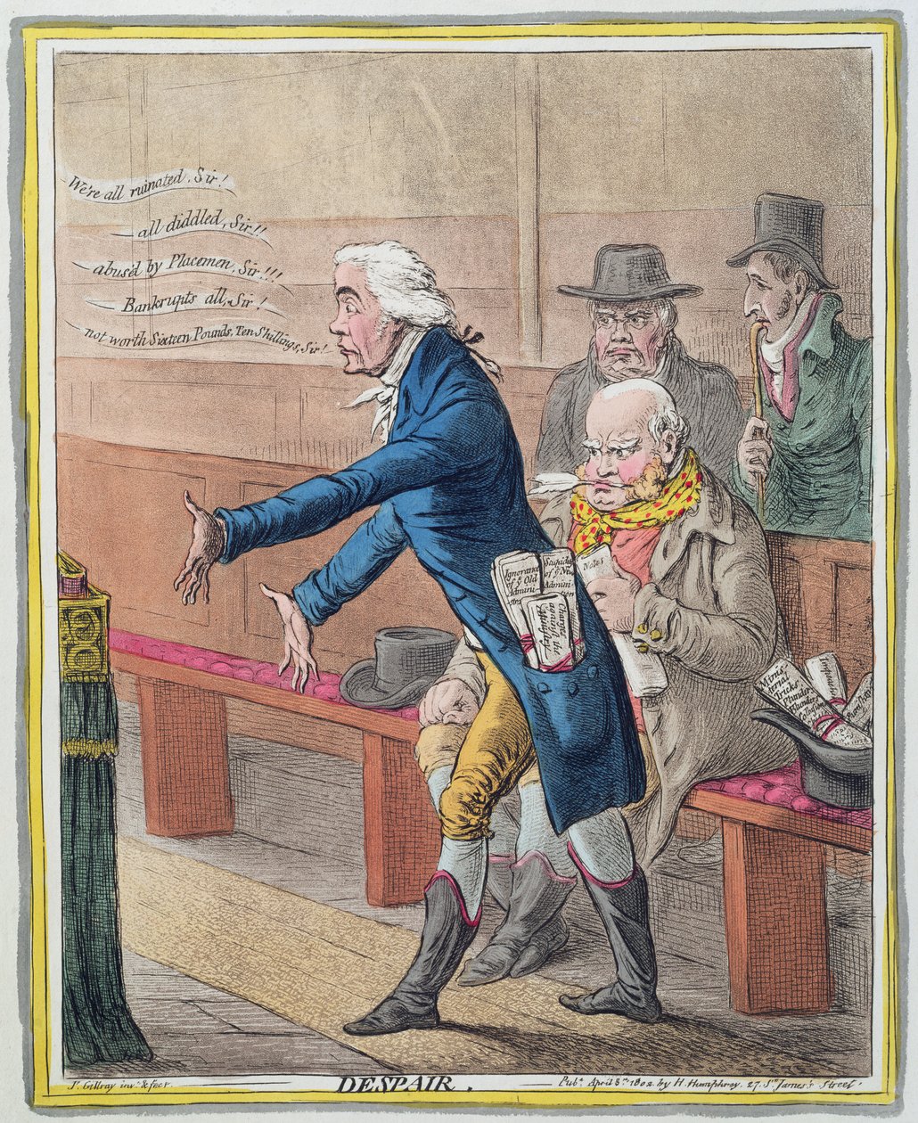 Zoufalství, vydala Hannah Humphrey v roce 1802 (ručně kolorovaný lept) (viz 191204) od James Gillray