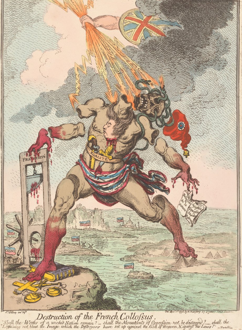 Zničení francouzského kolosu od James Gillray
