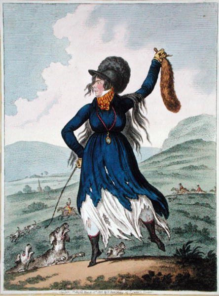 Diana se vrátila z Chace, vydala Hannah Humphrey v roce 1802 (ručně kolorovaný lept) od James Gillray