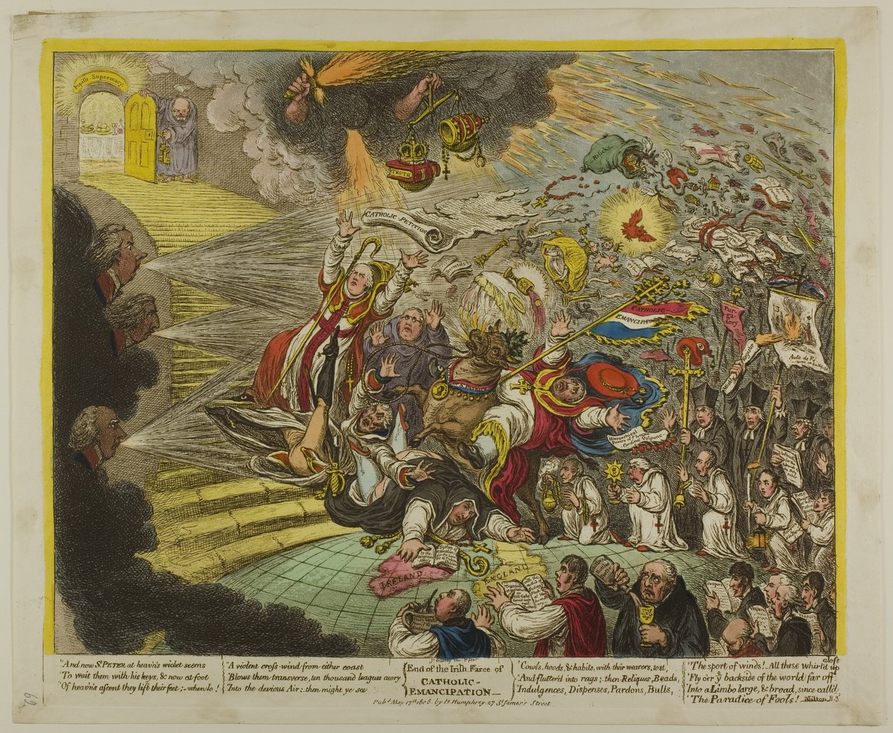 Konec irské frašky o katolické emancipaci od James Gillray