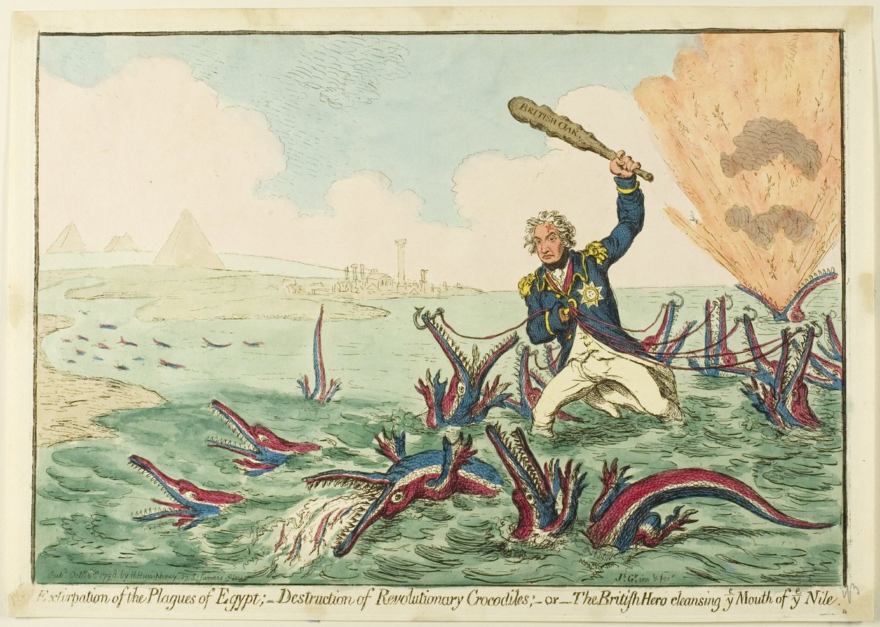 Vymýcení egyptských ran; zničení revolučních krokodýlů od James Gillray