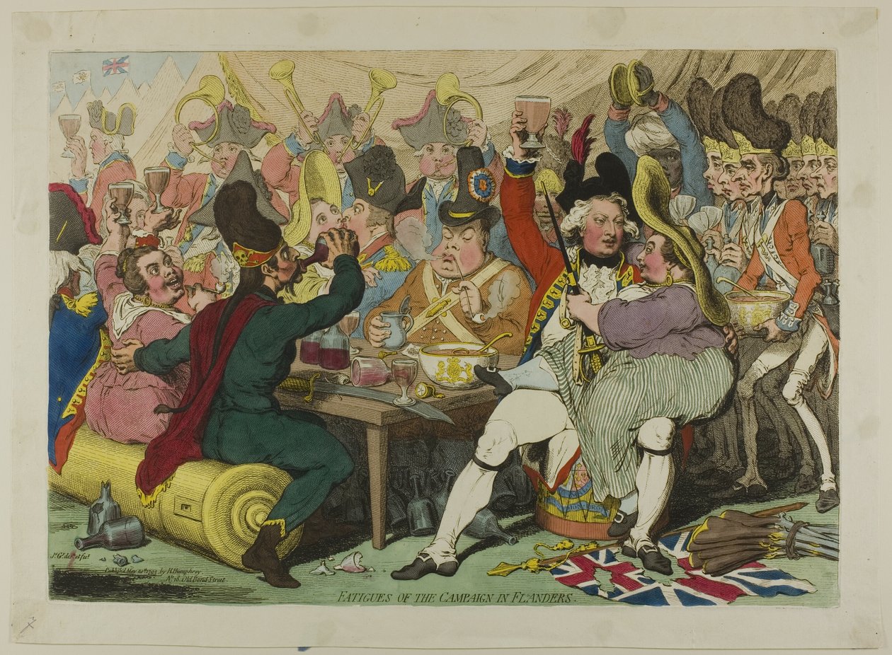 Únavy z tažení ve Flandrech od James Gillray