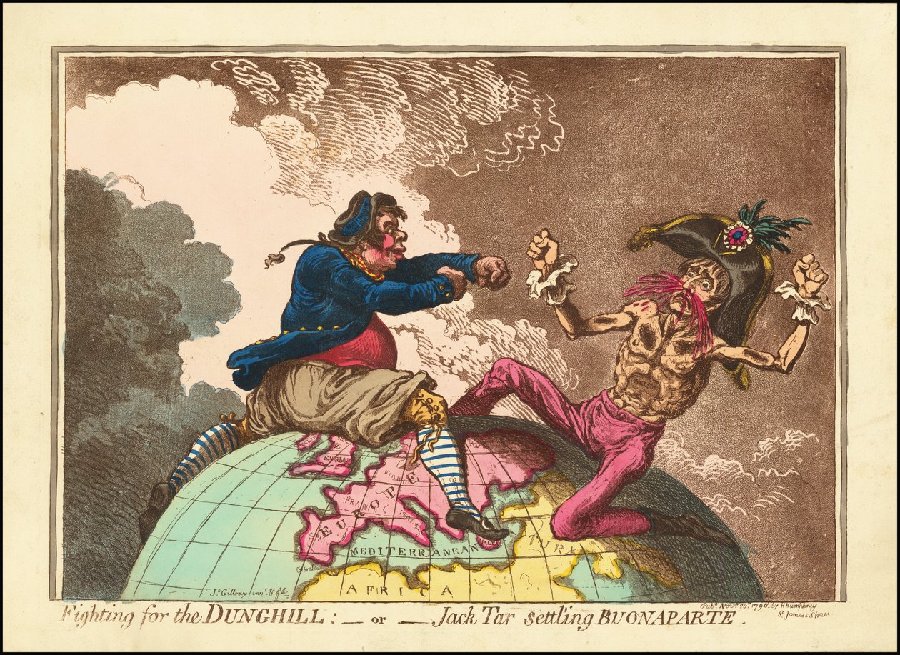 Boj o hnojiště - aneb - Jack Tar usazuje Buonaparta od James Gillray