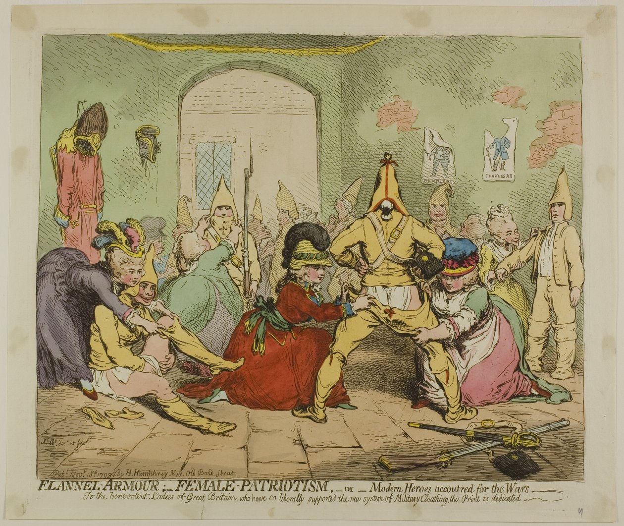 Flanelová zbroj; Ženský patriotismus od James Gillray
