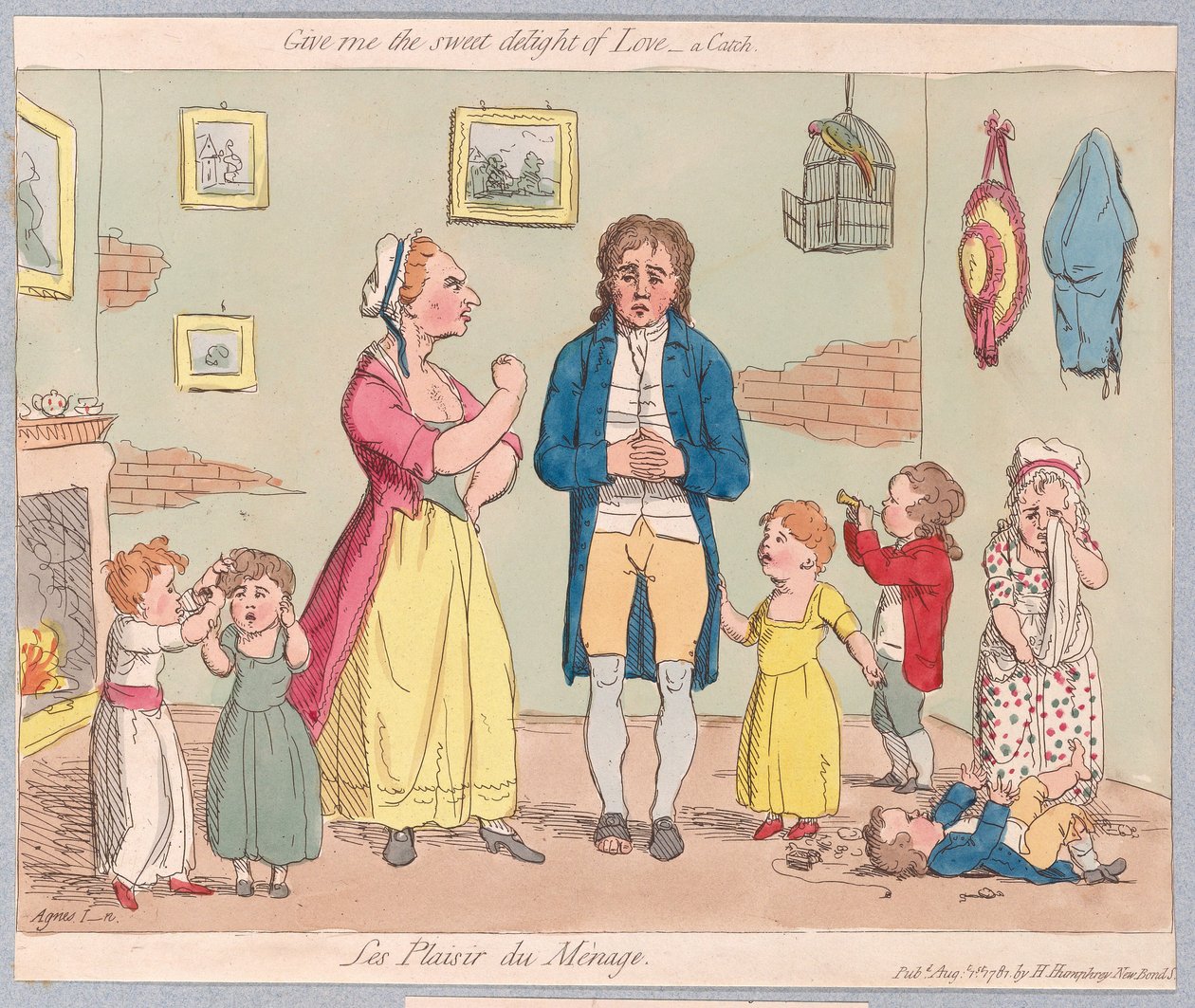 Dej mi sladké potěšení z lásky, úlovek, hospoda. 1781 (ručně kolorovaná rytina) od James Gillray