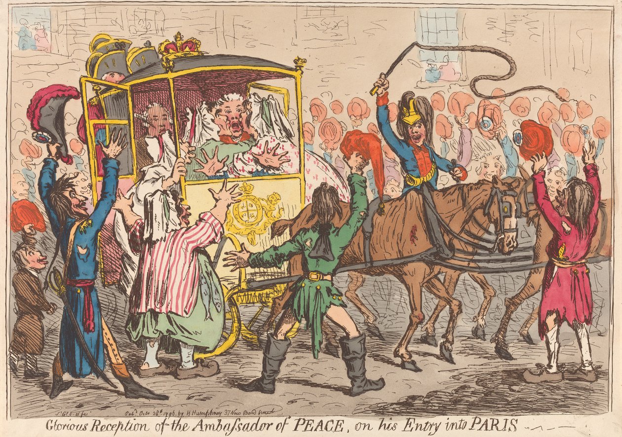 Slavné přijetí vyslance míru při jeho vjezdu do Paříže od James Gillray