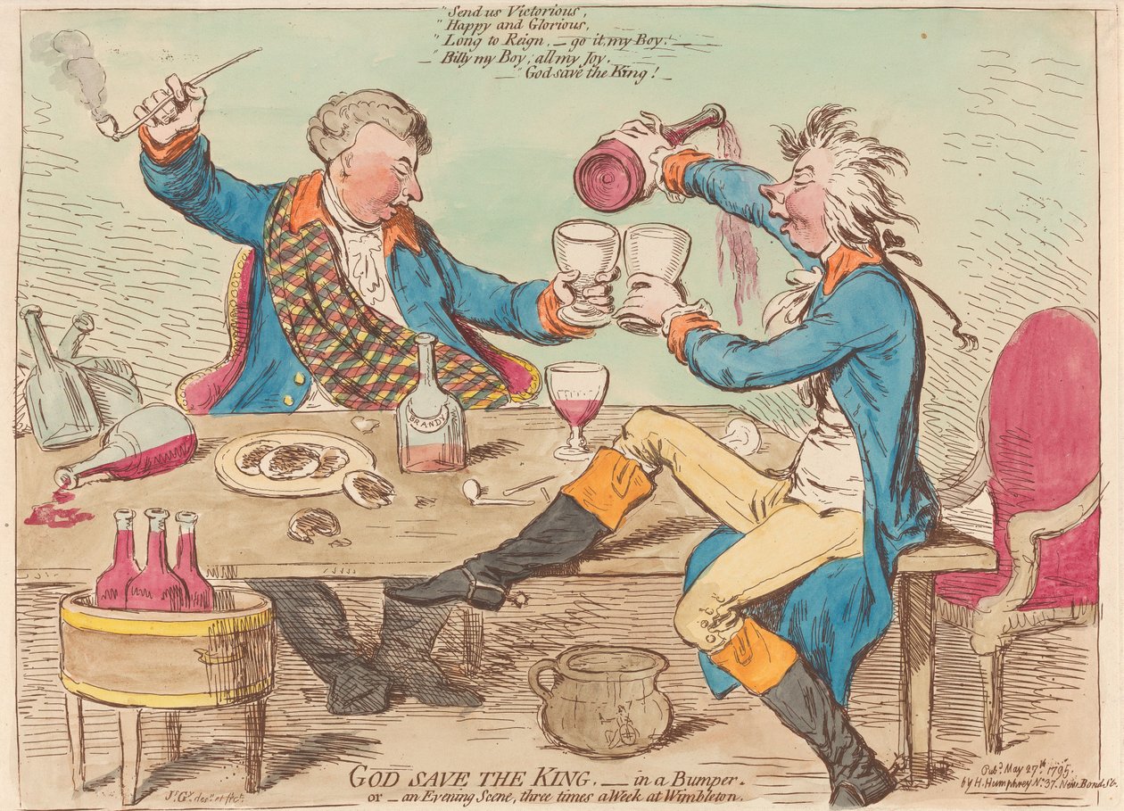 Bůh chraň krále. – V nárazníku. Nebo – Večerní scéna, která se odehrává třikrát týdně ve Wimbledonu od James Gillray