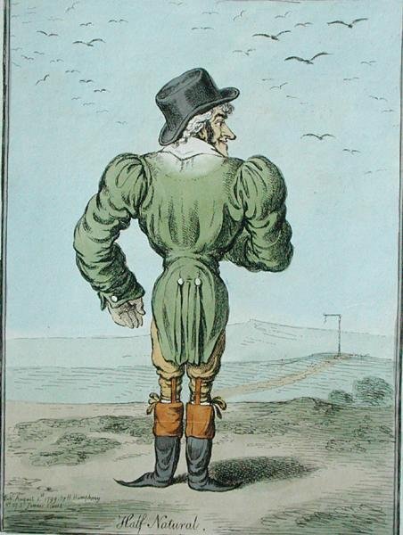 Half-Normal, publikovala Hannah Humphrey v roce 1799 (ručně kolorovaný lept) od James Gillray
