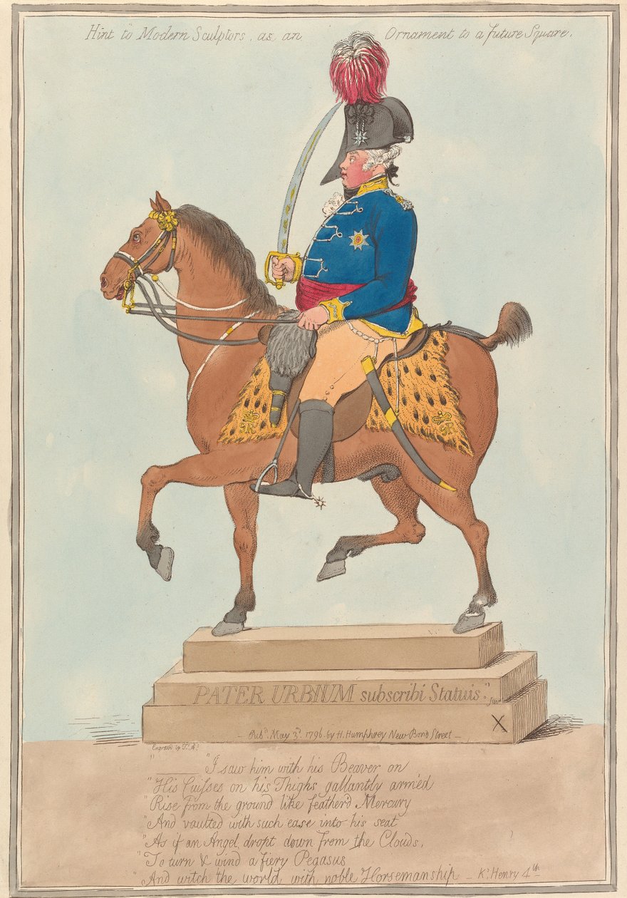 Námět pro moderní sochaře jako ozdoba budoucího náměstí od James Gillray