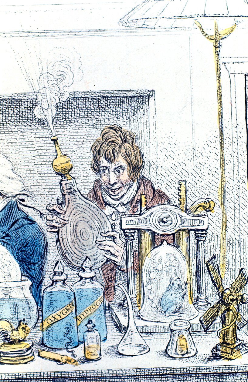 Humphry Davy , britský chemik a vynálezce, 1802 od James Gillray