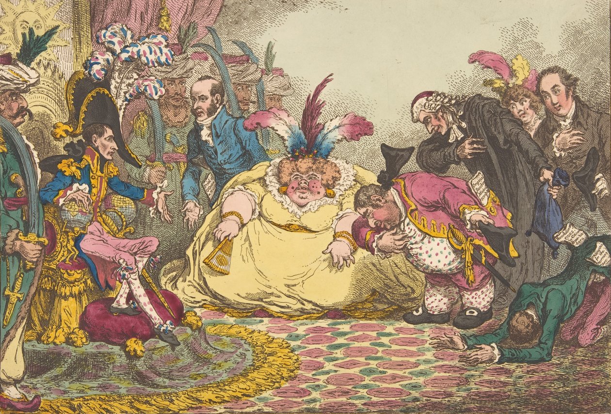Představení Citizen Volpone & His Suite, v Paris.-Vide, The Moniteur, & ..., 15. listopadu 1802. od James Gillray