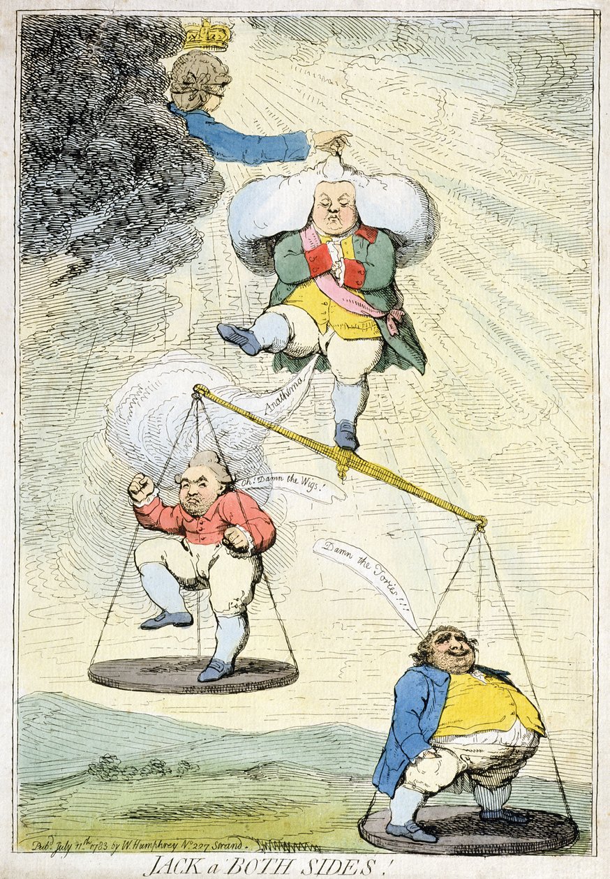 Jack a Both Sides, vydal William Humphrey v roce 1783 (ručně kolorovaný lept) od James Gillray