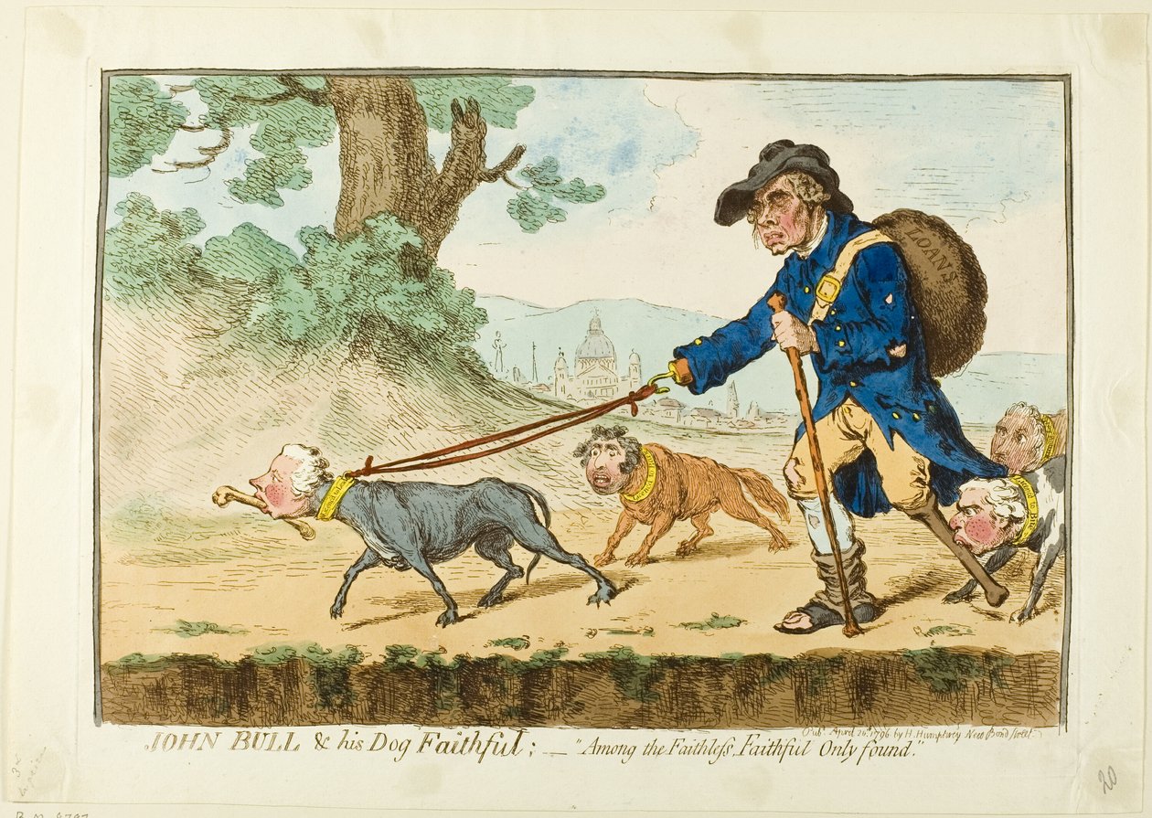 John Bull a jeho pes Faithful od James Gillray