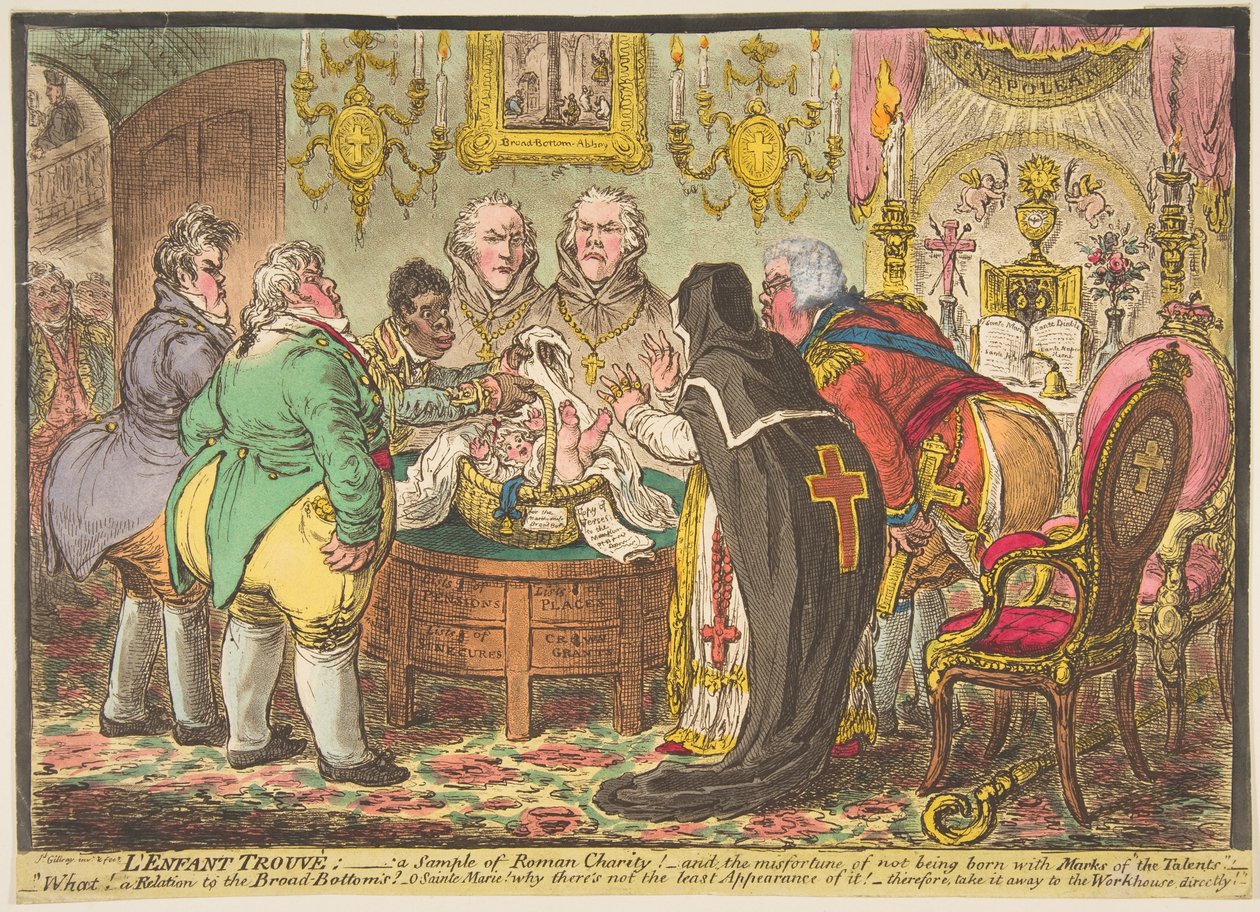 LEnfant Trouvé:-ukázka římské lásky!-aneb-neštěstí z toho, že jsem se nenarodil s..., 19. května 1808. od James Gillray