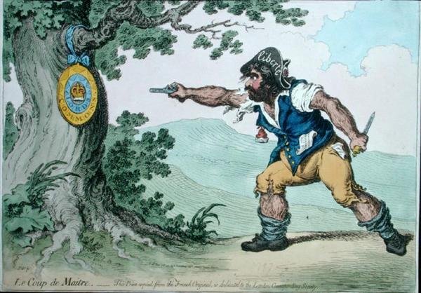 Le Coup de Maitre, vydané Hannah Humphrey v roce 1797 (ručně kolorovaný lept) od James Gillray