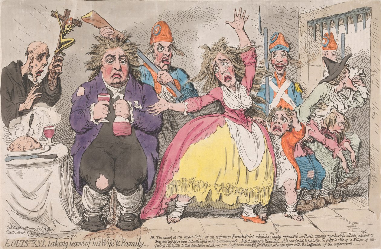 Ludvík XVI. se loučí se svou ženou a rodinou od James Gillray
