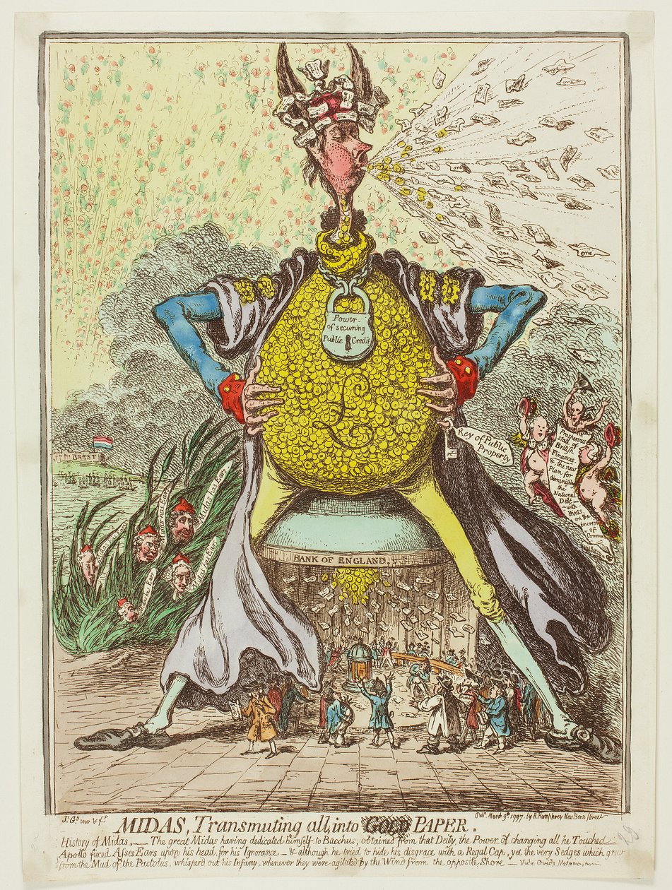 Midas, Přeměna všeho na papír od James Gillray