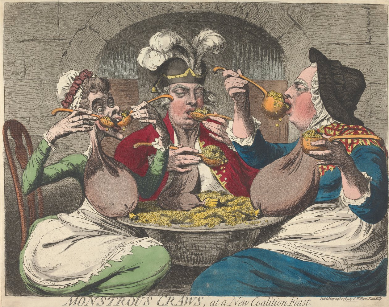 Obludná břicha na hostině nové koalice od James Gillray