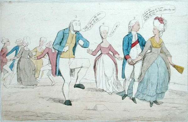 Památky nedávno objevené na Salisbury Plain, publikovala Hannah Humphrey v roce 1782 (ručně kolorovaný lept) od James Gillray