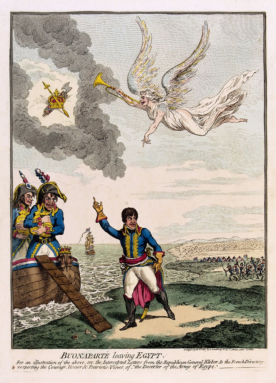 Napoleon Bonaparte (1769-1821) opouští Egypt od James Gillray