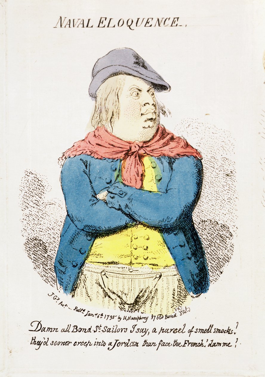 Naval Eloquence, vydala Hannah Humphrey v roce 1795 ručně kolorovaná rytina detail 191281 od James Gillray