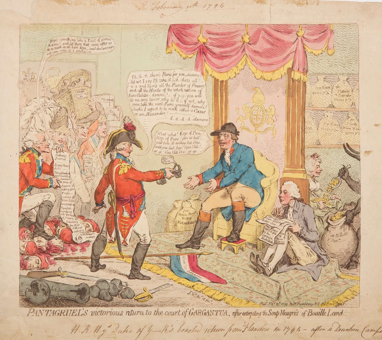 Pantagruelův vítězný návrat na dvůr Gargantua od James Gillray