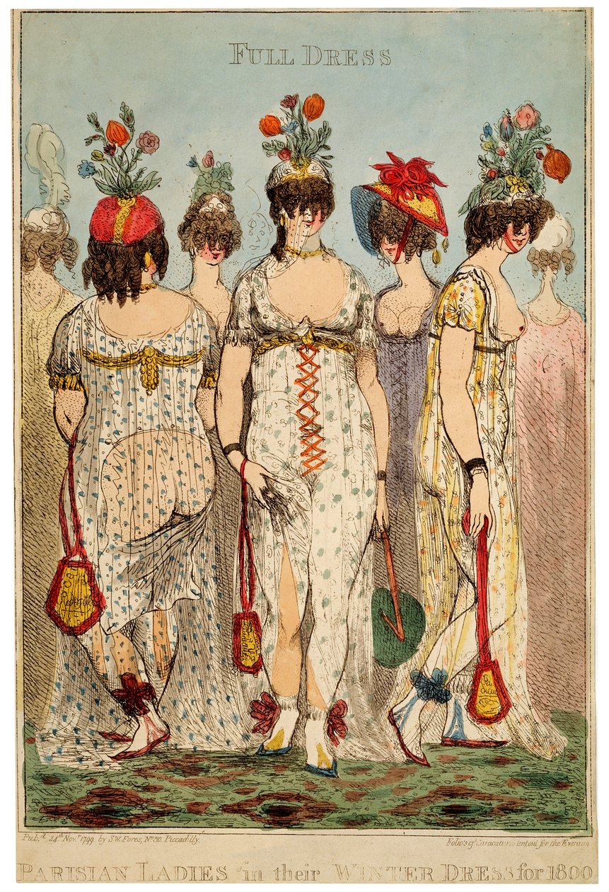 Pařížské dámy ve svých úplných zimních šatech za 1800, 1799. od James Gillray