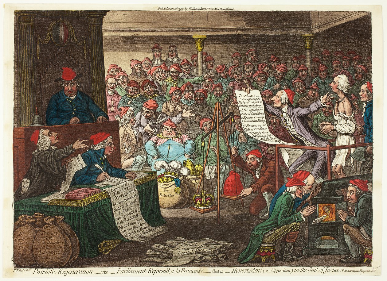 Vlastenecká regenerace, -viz. - Reformovaný parlament a la Françoise... od James Gillray