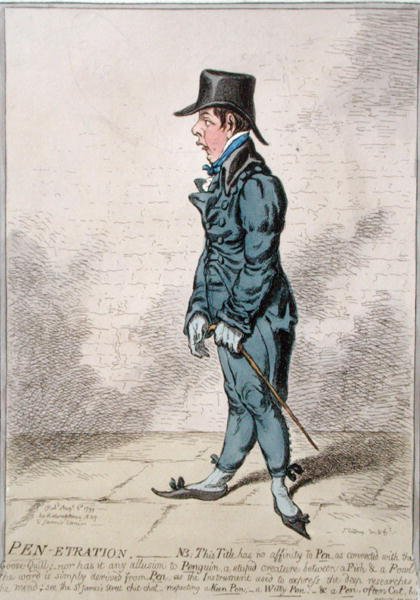 Pen-Etration, publikoval Hannah Humphrey v roce 1799 (ručně kolorovaný lept) od James Gillray