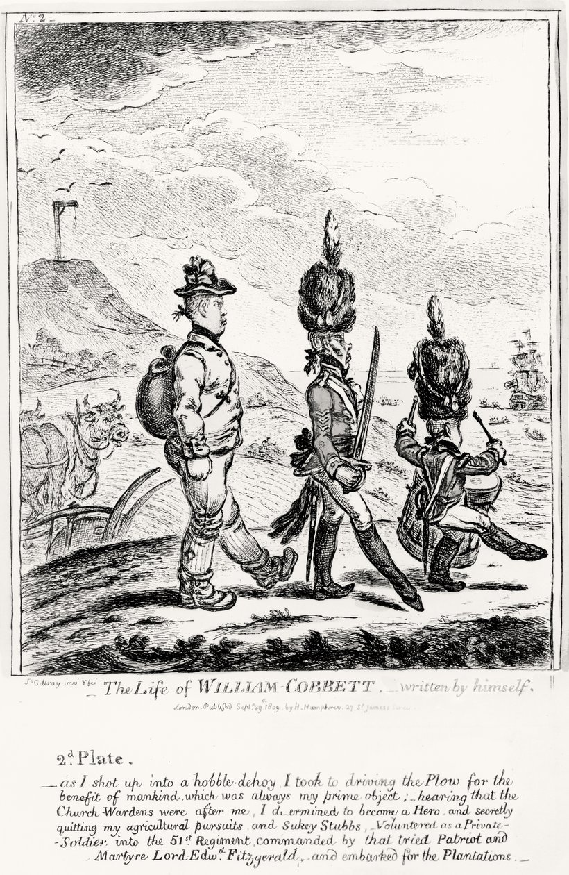 Talíř 2, ze Života Williama Cobbetta, kterou napsal sám, hospoda. od H. Humphreyho, 1809 od James Gillray