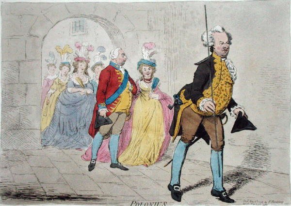 Polonius, vydané Hannah Humphrey v roce 1795 (ručně kolorovaný lept) od James Gillray