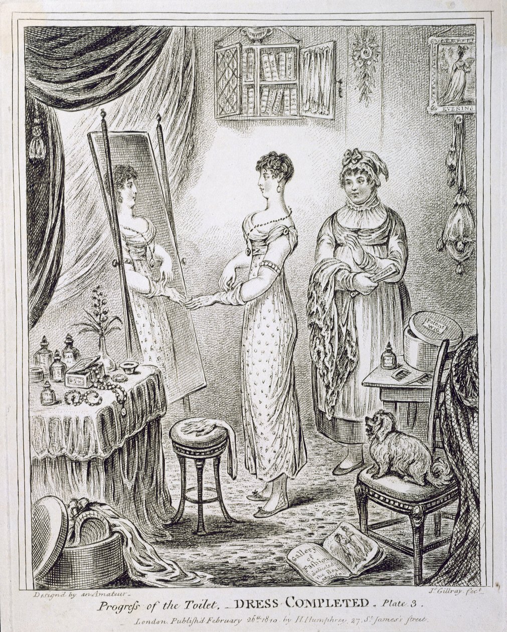 Progress of the Toilet, or Dress Completed, publikovala Hannah Humphrey v roce 1810 od James Gillray