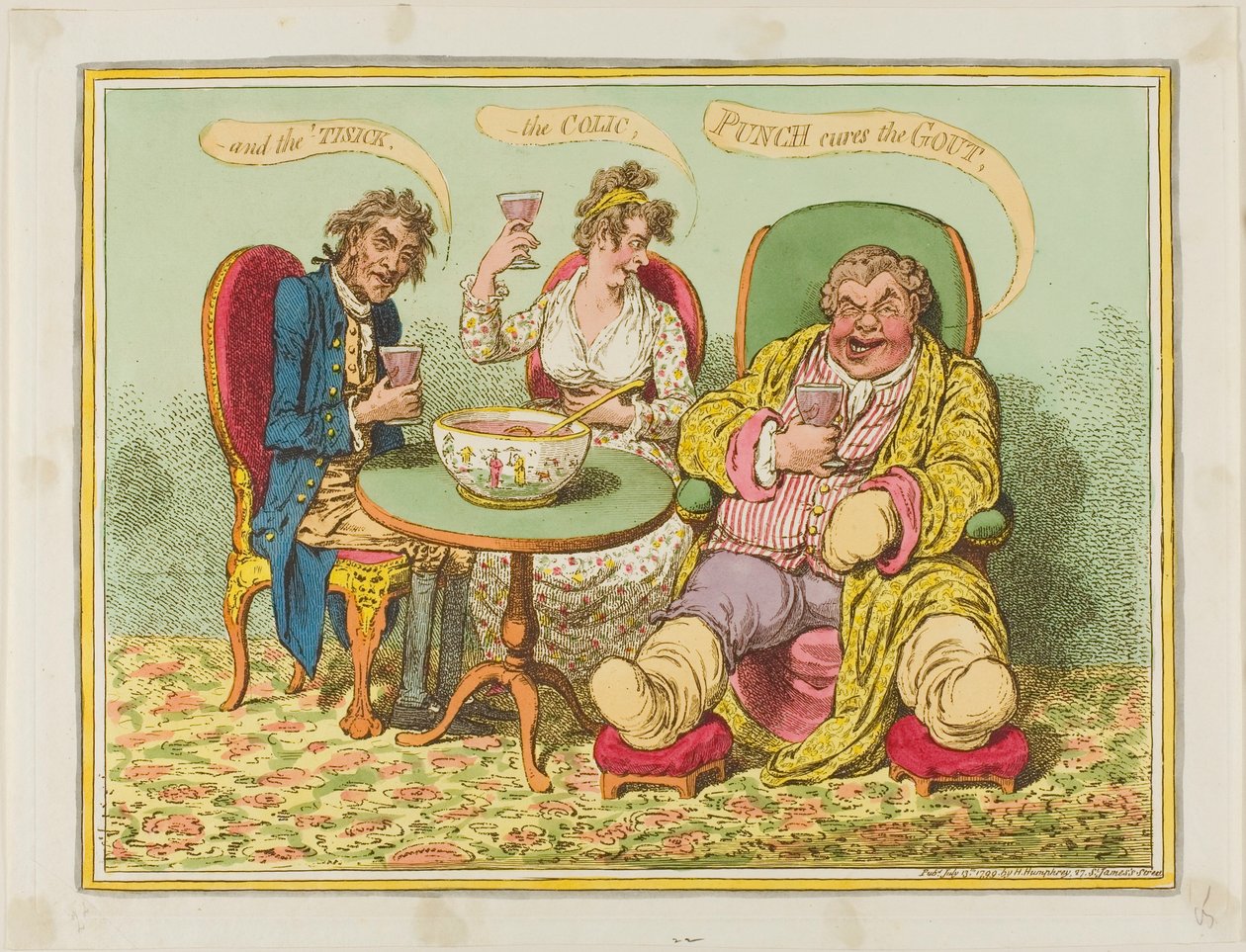Punč léčí dnu, koliku a nevolnost od James Gillray